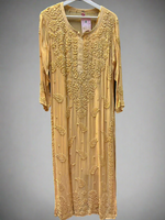 chikankari 3d viscose long kurti beige