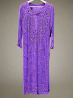 chikankari 3d viscose long kurti purple