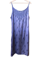Chikankari cotton slip dress, blue with hand embroidery
