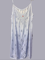 Chikankari cotton slip dress, grey with hand embroidery