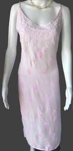 Chikankari cotton slip dress, lilac with hand embroidery