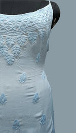 Close up of Chikankari cotton slip dress sleeve