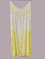 Chikankari cotton slip dress, yellow with hand embroidery