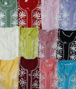 chikankari kurti cotton modal ghass patti embroidery sample colours