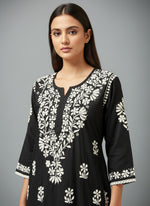 Chikankari kurti in dhoti pants set in black