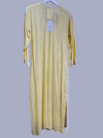 Chikankari kurti top with large floral embroidery, rear view