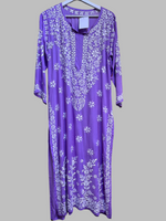 Chikankari kurti multi size floral lavender, with hand embroidery