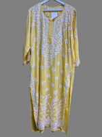 Chikankari kurti multi size floral yellow