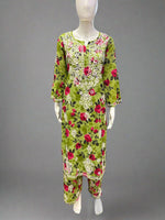 Chikankari Kurti Palazzo Set in Printed Mul Cotton on Mannequin Full View