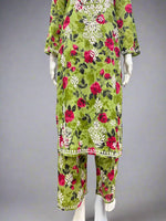 Chikankari Kurti Palazzo Set in Printed Mul Cotton on Mannequin Lower View