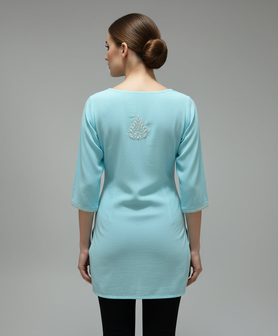 Rear view of Chikankari short kurti