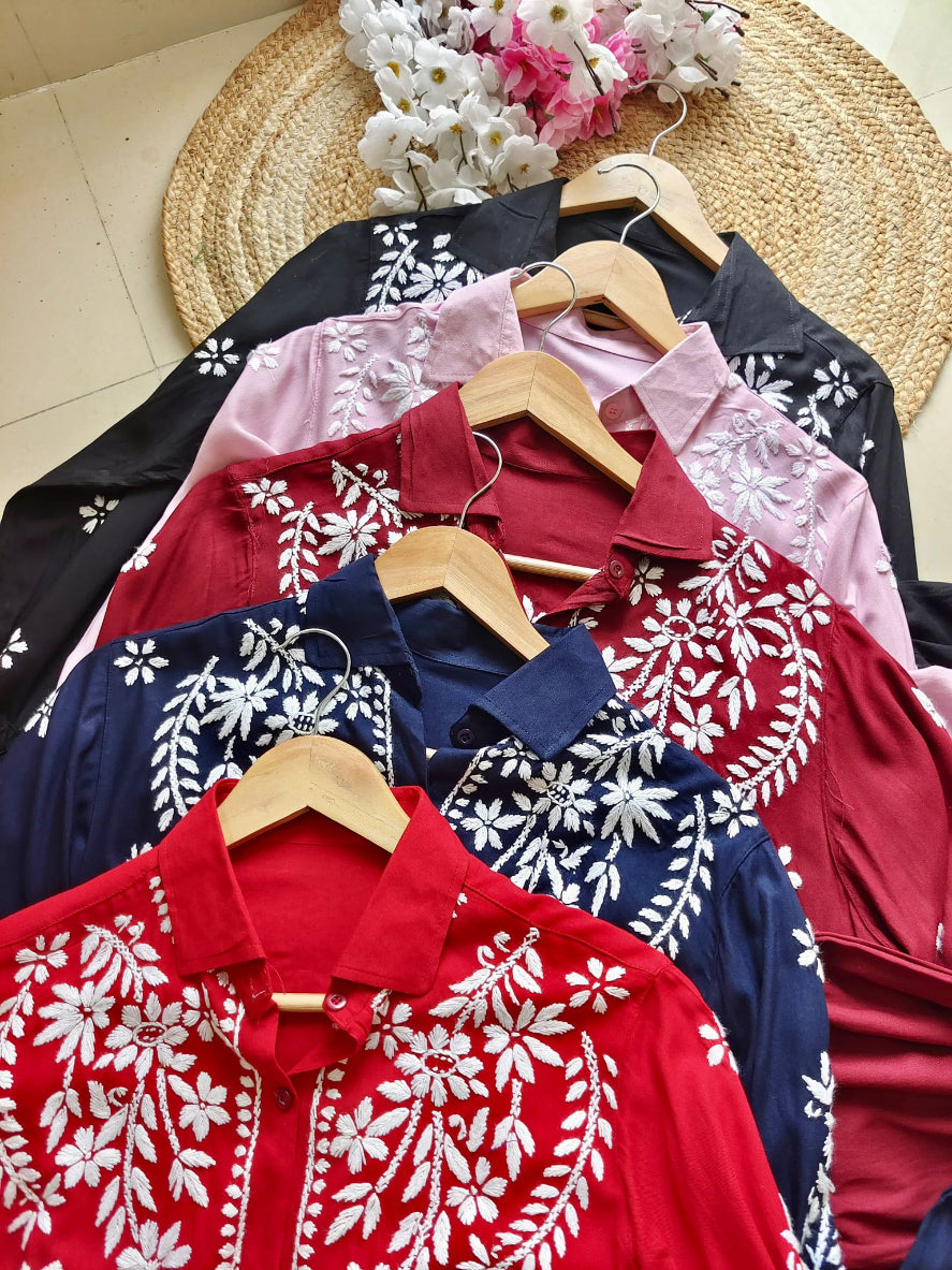 chikankari kurti trouser cord set available colours