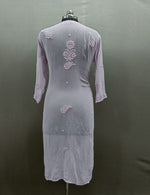 Chikankari kurti viscose rear view pink