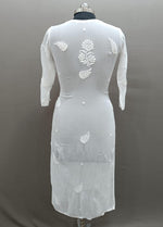 Chikankari kurti viscose rear view in white