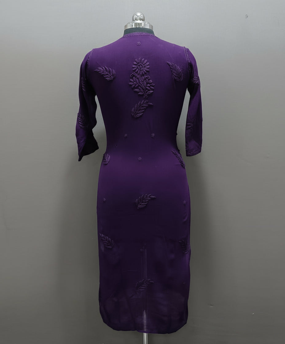 Chikankari kurti viscose rear view