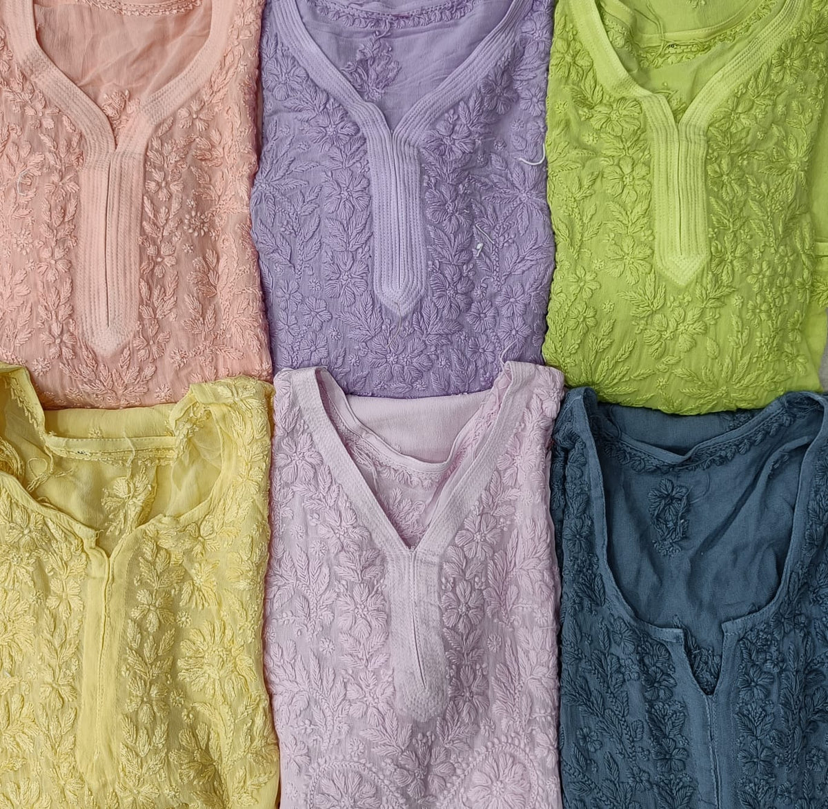 Sample of colours available for the chikankari kurti viscose