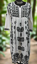 Chikankari kurti with black embroidery for women