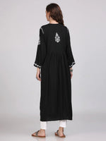 black chikankari kurti with pockets,rear view