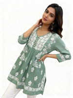 Chikankari Naira Kurti Top | Short Indian Shirt | Famaza couture