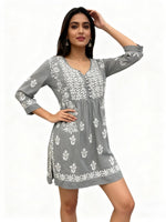 Chikankari Naira Kurti Top | Short Indian Shirt | Famaza couture