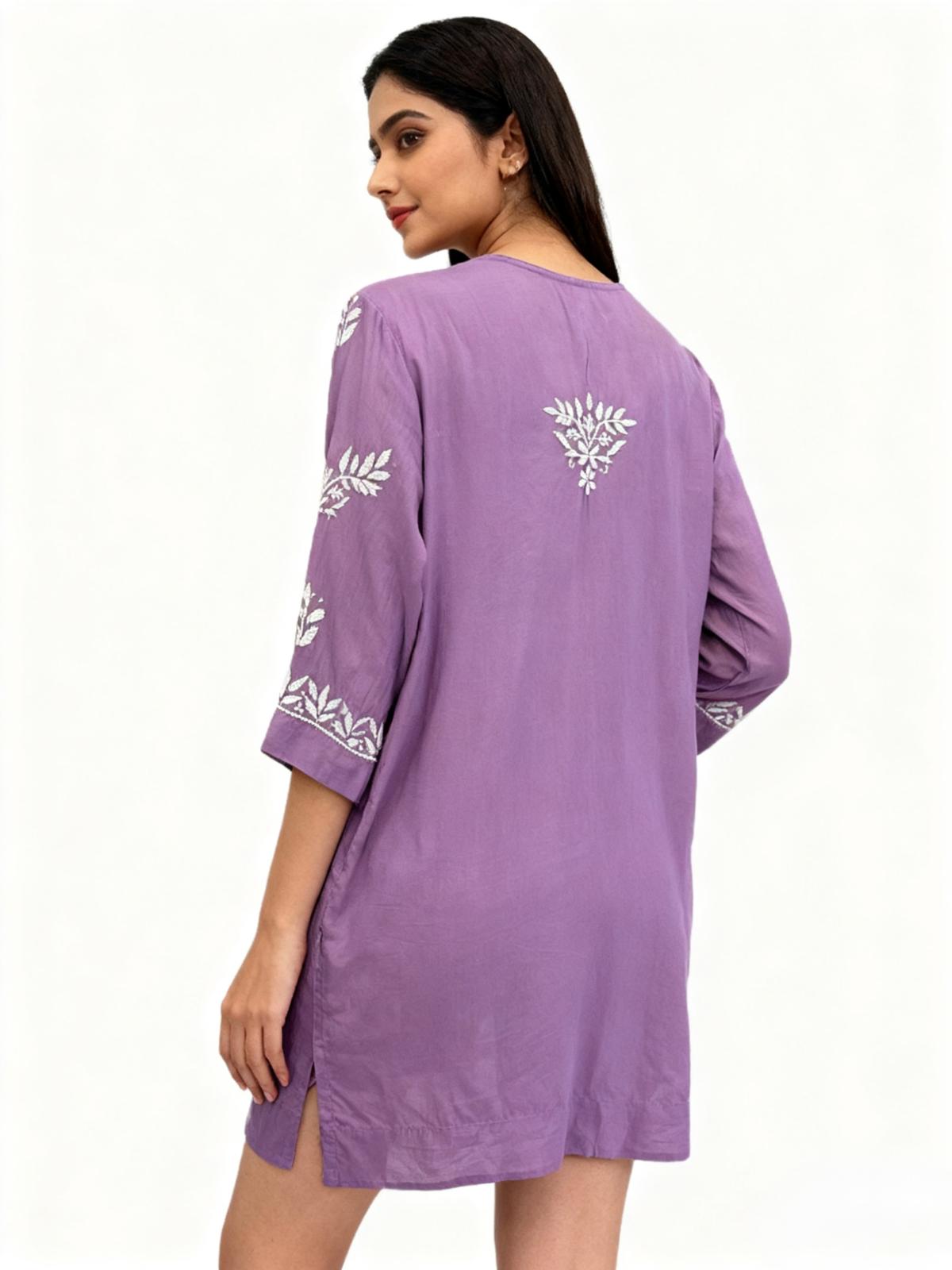 Chikankari Naira Kurti Top | Short Indian Shirt | Famaza couture