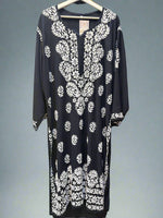 chikankari plus size kurti black