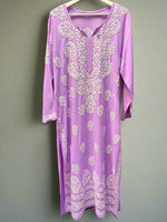 chikankari plus size kurti lavender