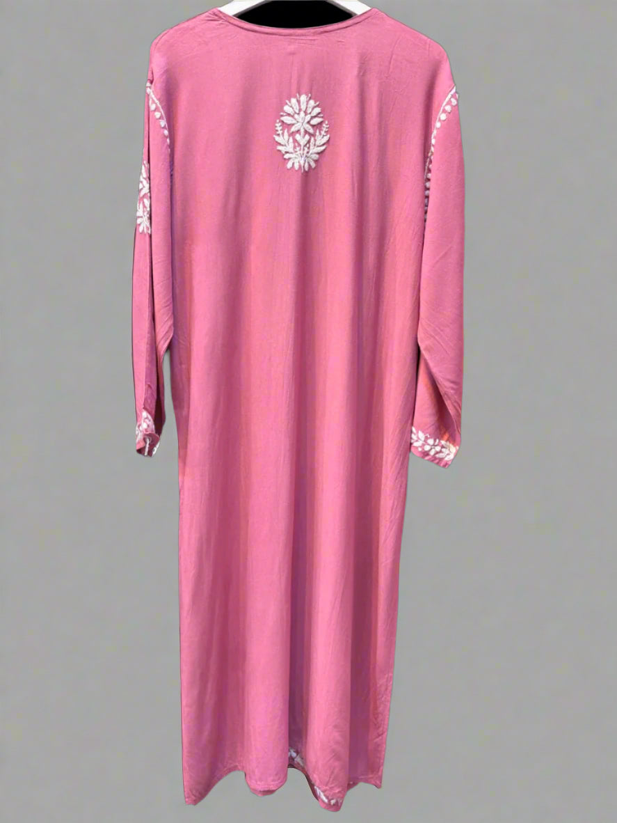 chikankari plus size kurti rear view