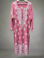 chikankari plus size kurti watermelon pink