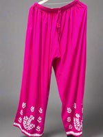 chikankari plus size palazzo full magenta