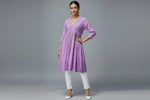 Purple Chikankari short kurti dress with Ghass Patti work