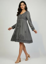 chikankari short frock kurti black