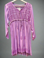 chikankari short frock kurti lilac