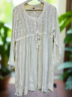 chikankari short frock kurti white