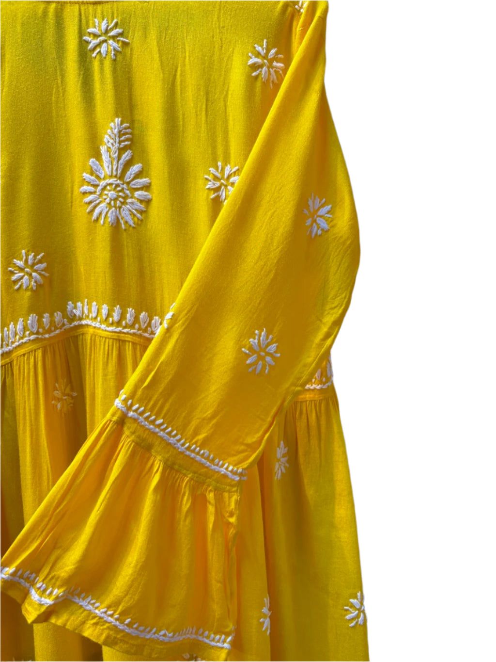 chikankari short kurti frock sleeve