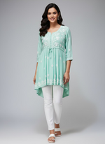 chikankari short kurti frock style froze