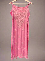 Chikankari embroidered slip summer kurti pink