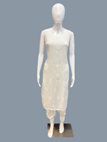 white chikankari summer dress full view on model