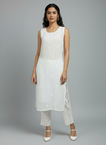 white chikankari summer dress full view on model