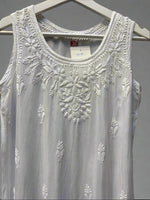 white chikankari summer dress upper close up