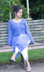 chikankari viscose long kurti model sitting