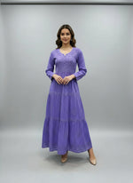 dobby cotton purple long dresses