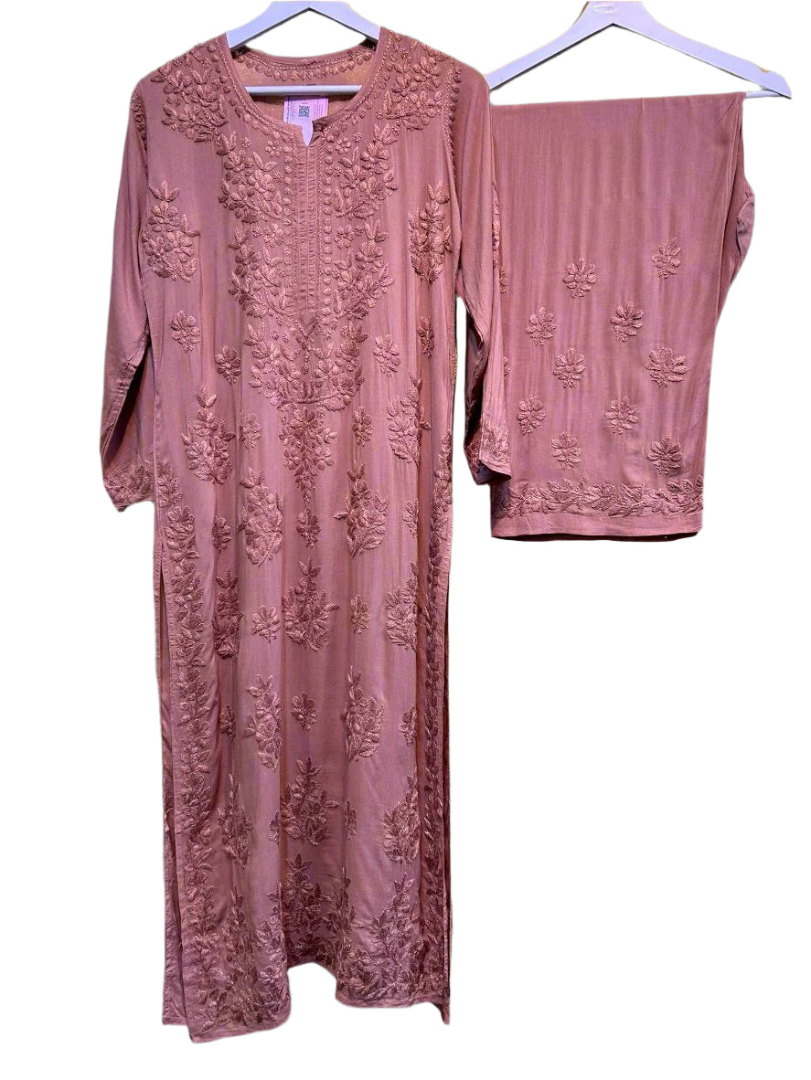 Chikankari Kurti with Palazzo Pants Set Famazacouture