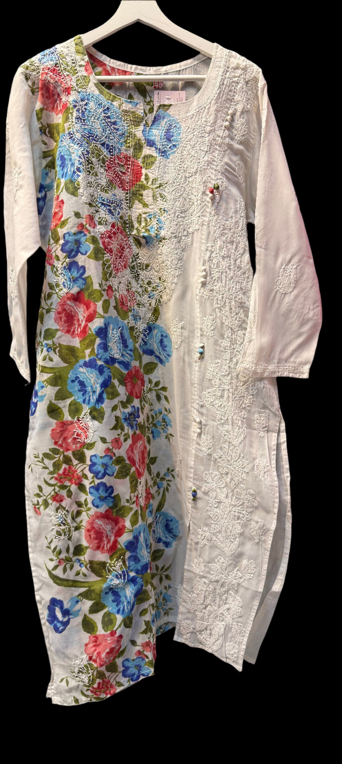 Floral Chikankari Cotton Kurti for Women