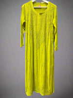 dhani green chikankari viscose long kurti
