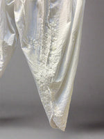Close-up of White Chikankari embroidery Dhoti Pants Tulip Trousers