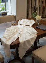 Close-up of White Chikankari embroidery Dhoti Pants Tulip Trousers