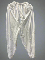 Rear view of White Chikankari embroidery Dhoti Pants Tulip Trousers