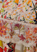 Delicate embroidered borders on Pakistani 3pc suit for weddings