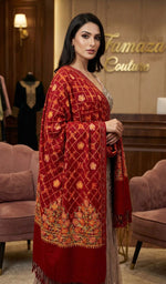 gold-red-maple-leaf-design-kashmiri-shawl-famaza-couture